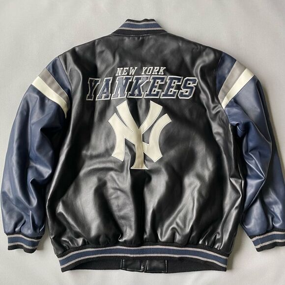Yankees Vintage Genuine Merchandise PVC Leather Stadium Bomber Jacket Men’s XL - Picture 4 of 13